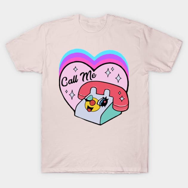 Cute Call Me Telephone T-Shirt by BrandyRay